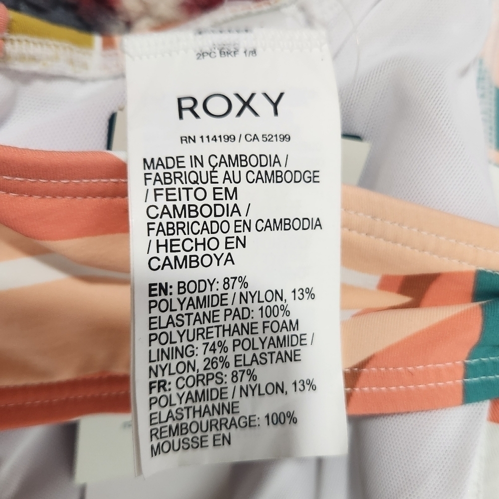 New Roxy Beach Classics Underwired D-Cup Bikini Top Bright White Paradiso sz L - Picture 7 of 7